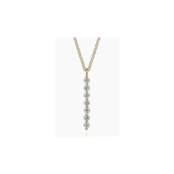 Gabriel & Co 14K Yellow Gold White Sapphire Bar Necklace Hannoush Jewelers, Inc. Albany, NY