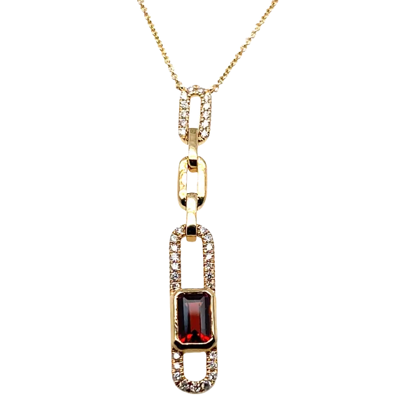 Garnet and Diamond Fancy Links Pendant Necklace Hannoush Jewelers, Inc. Albany, NY