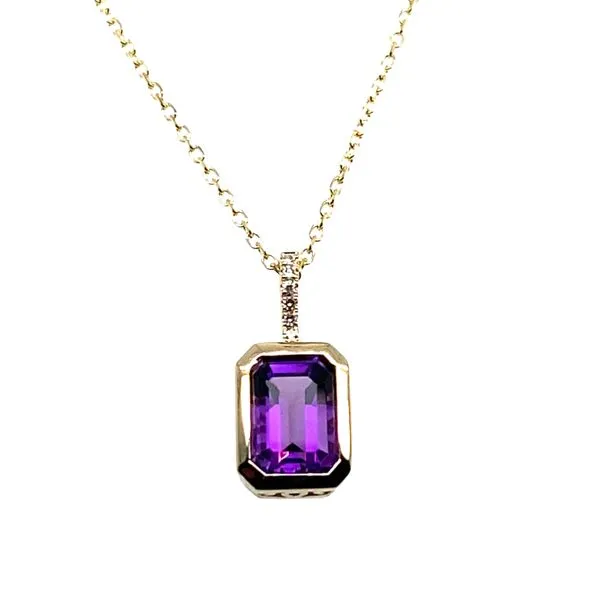 14K Yellow Gold Amethyst and Diamond Pendant Necklace Hannoush Jewelers, Inc. Albany, NY