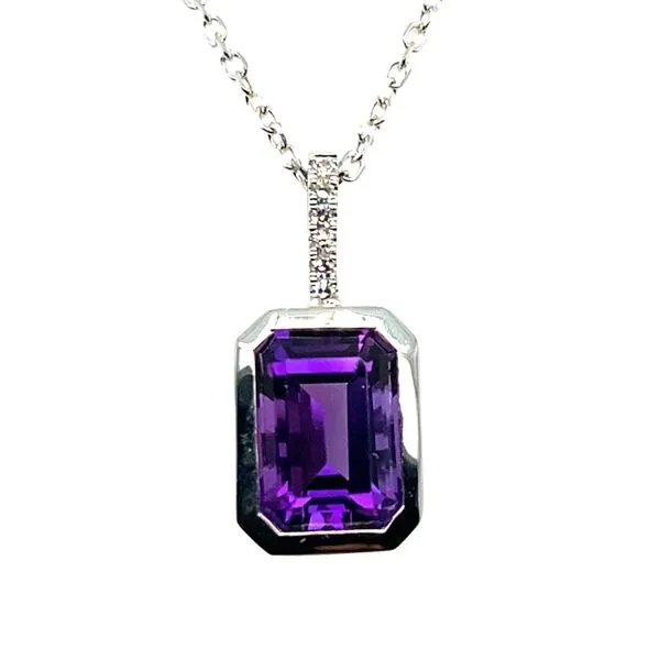 14K White Gold Amethyst and Diamond Pendant Necklace Hannoush Jewelers, Inc. Albany, NY