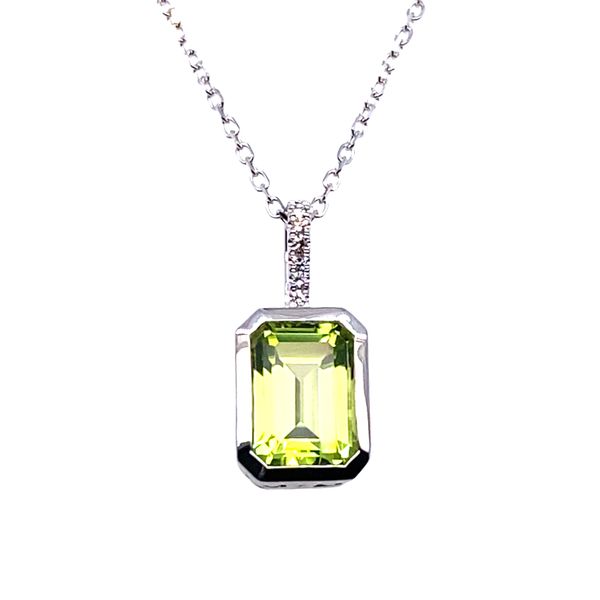 14K White Gold Peridot and Diamond Pendant Necklace Hannoush Jewelers, Inc. Albany, NY