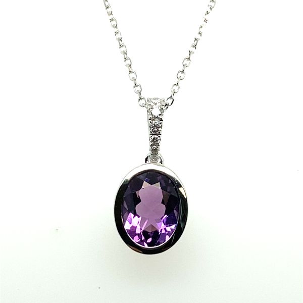 14K White Gold Amethyst and Diamond Pendant Necklace Hannoush Jewelers, Inc. Albany, NY