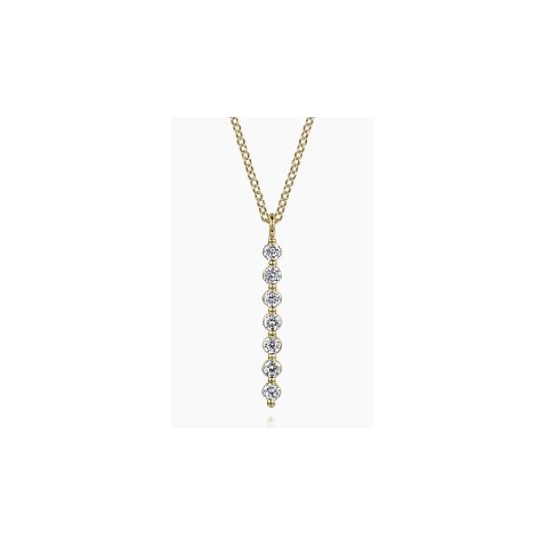 Gabriel & Co 14K Yellow Gold White Sapphire Bar Necklace Hannoush Jewelers, Inc. Albany, NY