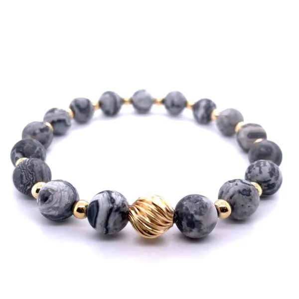 Yellow Gold Filled Map Jasper Bead Bracelet Hannoush Jewelers, Inc. Albany, NY