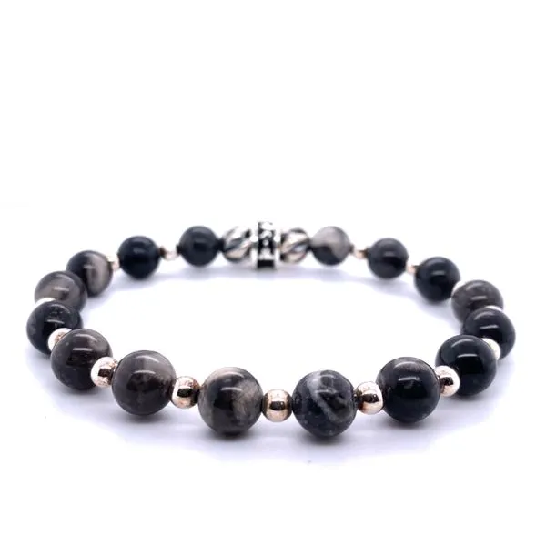 Platinum Signature Bracelet with Morocan Fossil Feature Bead Hannoush Jewelers, Inc. Albany, NY