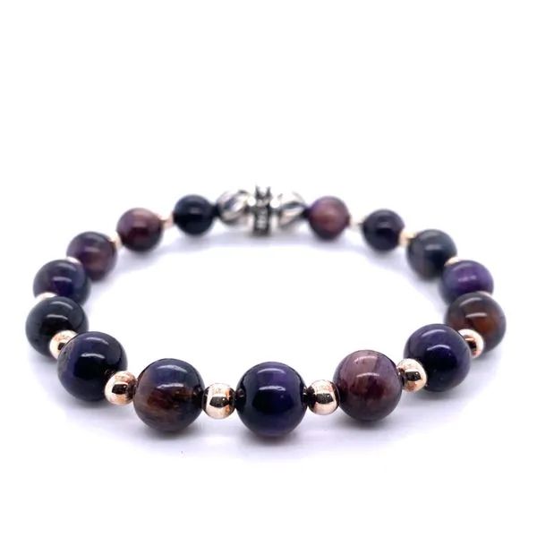 Platinum Signature Bracelet with Purple Tigers Eye Feature Bead Hannoush Jewelers, Inc. Albany, NY