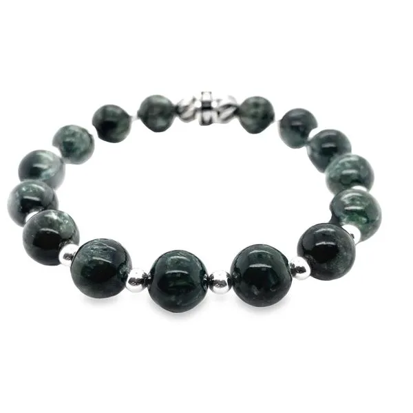 Platinum Limited Edition Collection Bracelet with Rare Green Seranite Feature Bead Hannoush Jewelers, Inc. Albany, NY