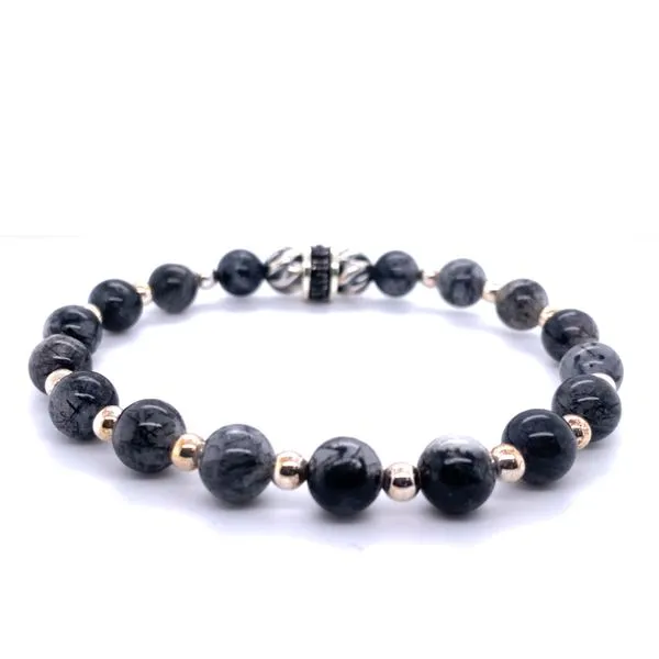 Platinum Signature Collection Bracelet with Rubilated Quartz Feature Bead Hannoush Jewelers, Inc. Albany, NY