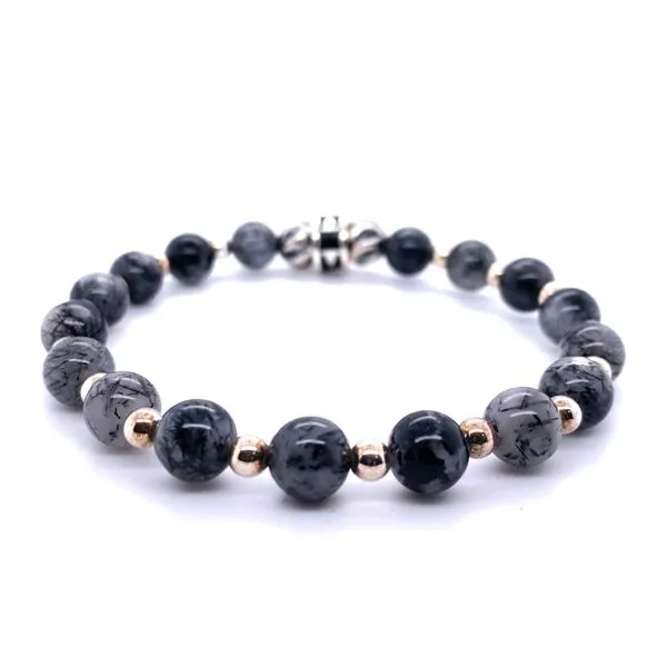 Platinum Signature Collection Bracelet with Rubilated Quartz Feature Bead Hannoush Jewelers, Inc. Albany, NY