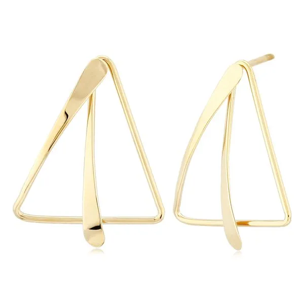 14K Yellow Gold Flared Triangle Drop Earrings Hannoush Jewelers, Inc. Albany, NY