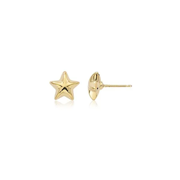14K Yellow Gold Puffed Star Earrings Hannoush Jewelers, Inc. Albany, NY