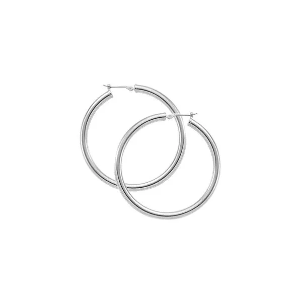 14K White Gold Large Tube Style Hoop Earrings Hannoush Jewelers, Inc. Albany, NY