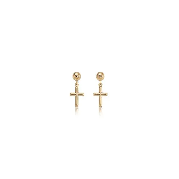 14K Yellow Gold Cross Dangle Earrings Hannoush Jewelers, Inc. Albany, NY