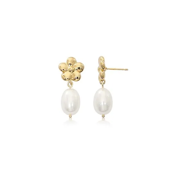 Ladies 14K Yellow Gold Earrings with Drop Freshwater Pearls Hannoush Jewelers, Inc. Albany, NY