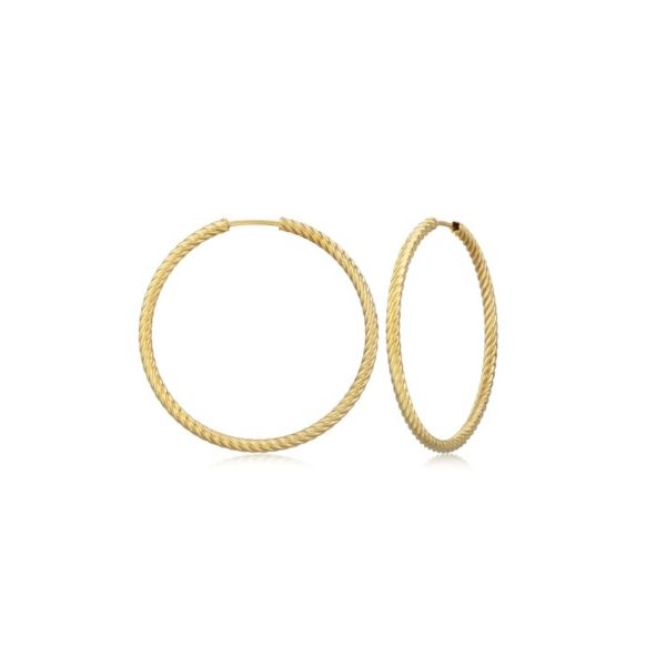 14K Yellow Gold 1.8x30mm Twist Tubing Hoop Earrings Hannoush Jewelers, Inc. Albany, NY
