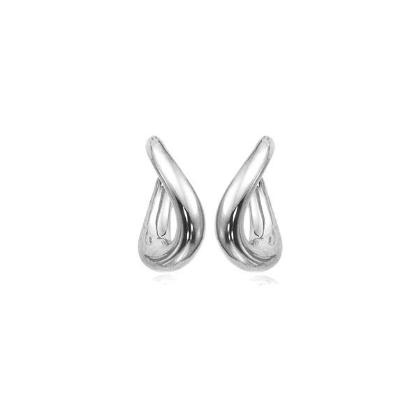 One Pair 14K White Gold Medium Oval Twist Hoop Earrings Hannoush Jewelers, Inc. Albany, NY