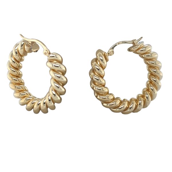14K Yellow Gold Medium Spiral Twist Hoop Earrings Hannoush Jewelers, Inc. Albany, NY