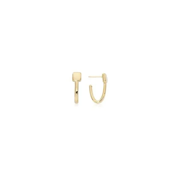 14Kt Yellow Gold Button Top J-Hoop Earrings Hannoush Jewelers, Inc. Albany, NY