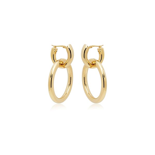 14K Yellow Gold Tapered Hoop with Oval Hoop Hannoush Jewelers, Inc. Albany, NY