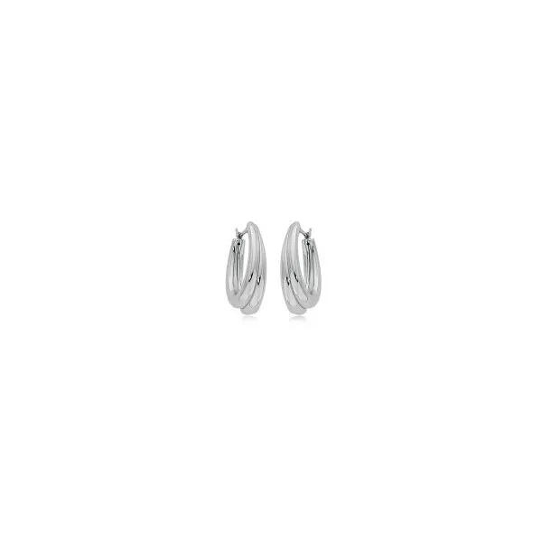 Platinum MD Double Rib Visor Hoop Earrings Hannoush Jewelers, Inc. Albany, NY