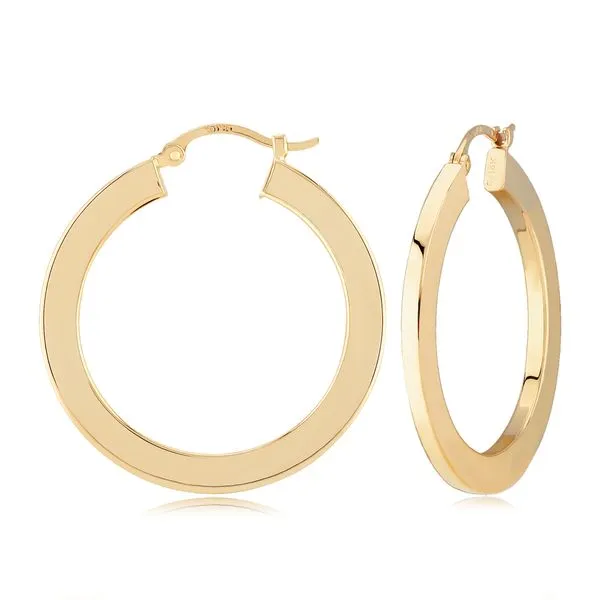14K Yellow Gold Flat Hoop Earrings Hannoush Jewelers, Inc. Albany, NY