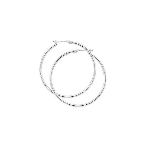 14K White Gold 1.5x30mm S/D Tube Hoop Earrings Hannoush Jewelers, Inc. Albany, NY