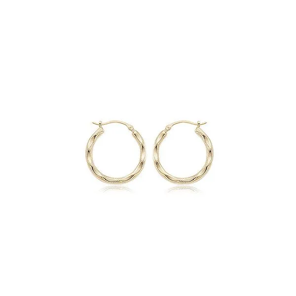 14K Yellow Gold Medium Embossed Hoop Earrings Hannoush Jewelers, Inc. Albany, NY