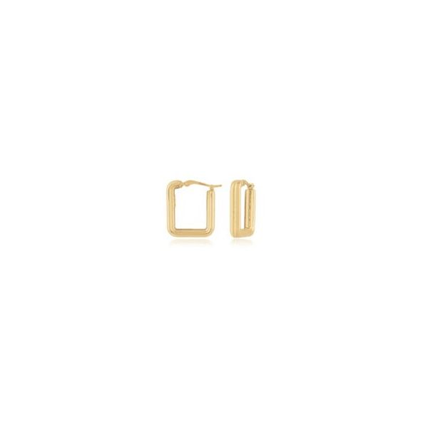 14K Yellow Gold Square Ribbed Hoop Earrings Hannoush Jewelers, Inc. Albany, NY
