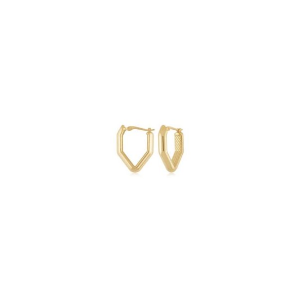 14K Yellow Gold Long Octogon Hoop Earrings Hannoush Jewelers, Inc. Albany, NY