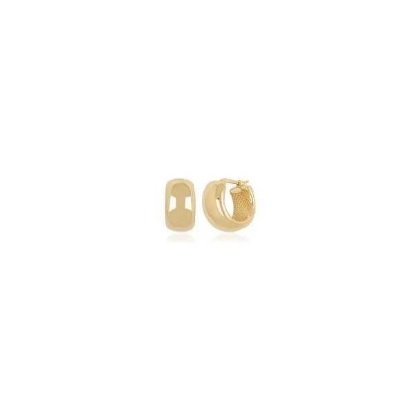 14K Yellow Gold Plain Band Hoop Earrings Hannoush Jewelers, Inc. Albany, NY