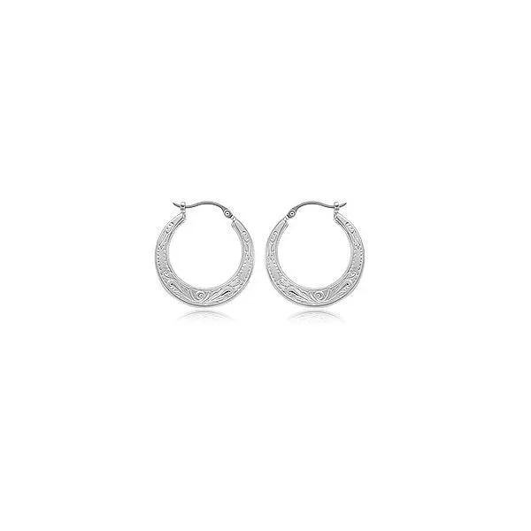 14K White Gold Shell Design Hoop Earrings Hannoush Jewelers, Inc. Albany, NY