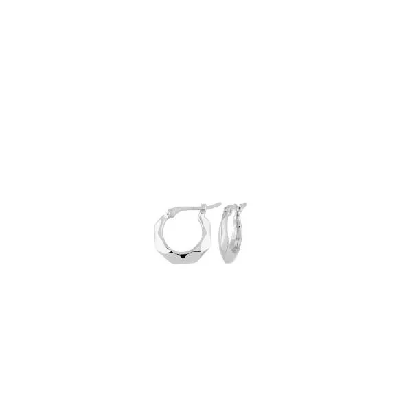 14K White Gold Diamond Cut Hoop Earring Hannoush Jewelers, Inc. Albany, NY
