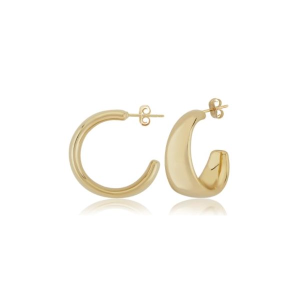 14K Yellow Gold Medium Tapered Band Hoop Post Earrings Hannoush Jewelers, Inc. Albany, NY
