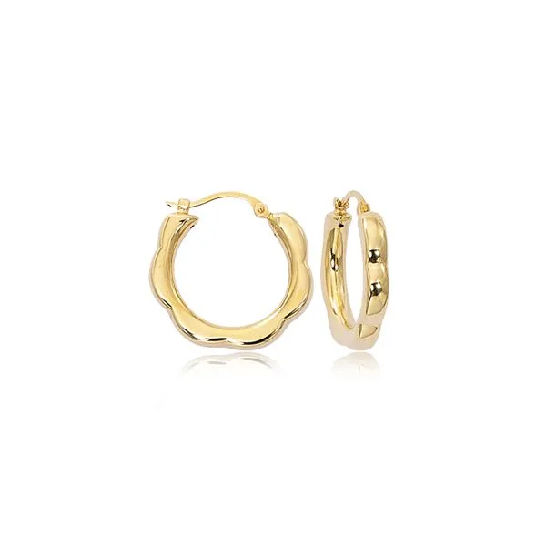 14K Yellow Gold Scalloped Hoop Earrings Hannoush Jewelers, Inc. Albany, NY