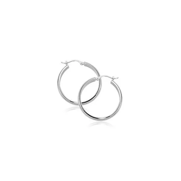 14K White Gold 1/2 Round Tube Hoop Earrings Hannoush Jewelers, Inc. Albany, NY