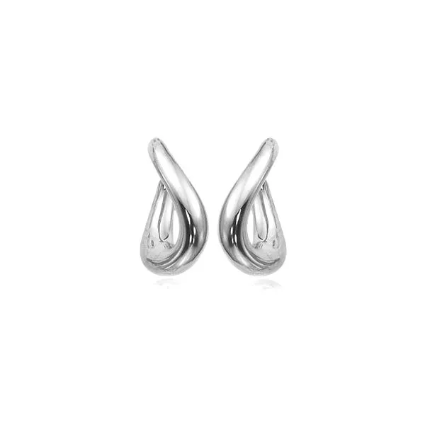 One Pair 14K White Gold Medium Oval Twist Hoop Earrings Hannoush Jewelers, Inc. Albany, NY