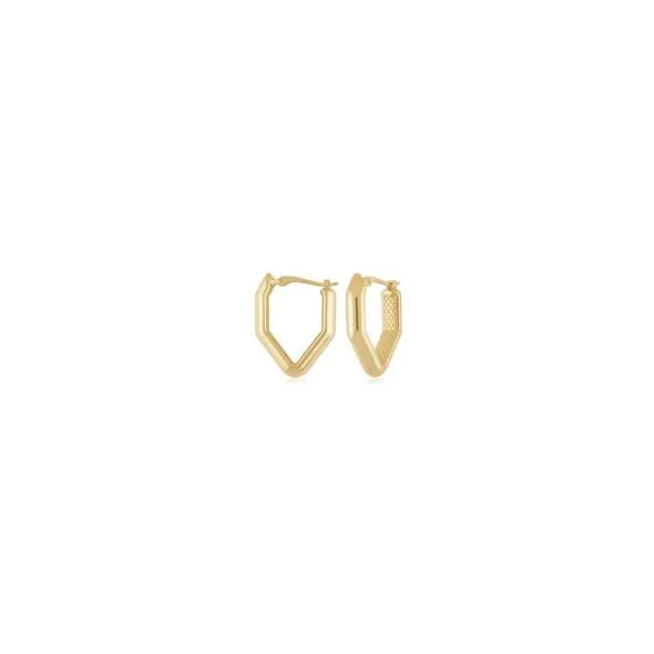 14K Yellow Gold Long Octogon Hoop Earrings Hannoush Jewelers, Inc. Albany, NY