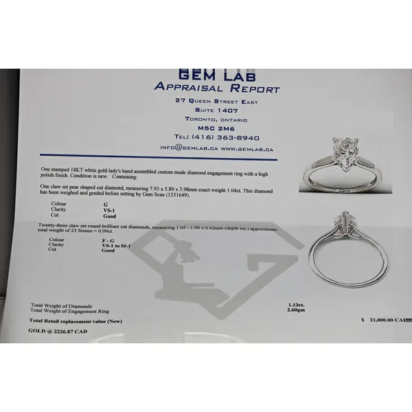 18KT White Gold 1.13ctw Diamond Engagement Ring Image 2 Harmony Jewellers Grimsby, ON