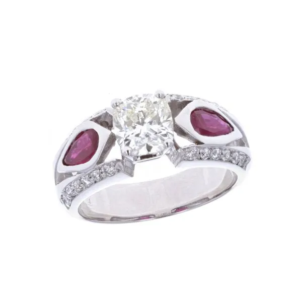 18KT White Gold Ruby and 1.58ctw Diamond Estate Engagement Ring Harmony Jewellers Grimsby, ON