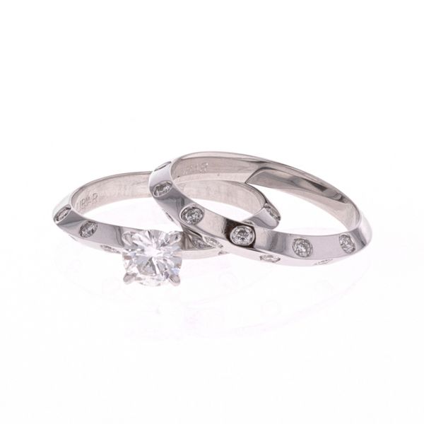 14KT White Gold 0.91ctw Diamond Estate Engagement Ring and Matching Band Image 2 Harmony Jewellers Grimsby, ON