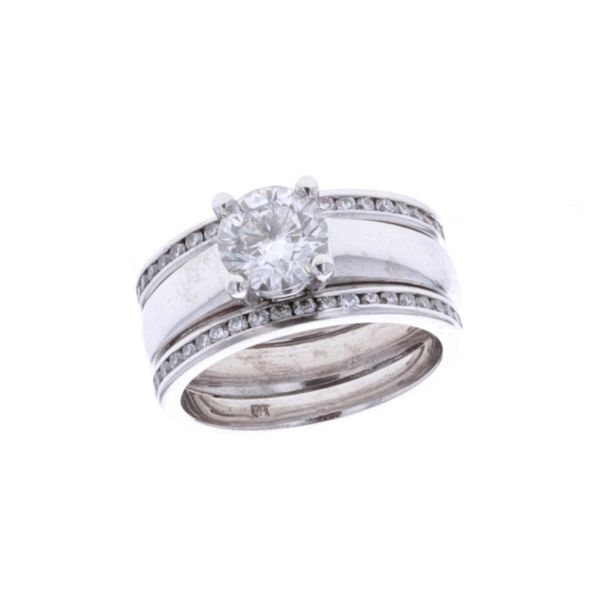 Platinum 1.78ctw Diamond Estate Engagement Ring with Two Matching Bands Harmony Jewellers Grimsby, ON