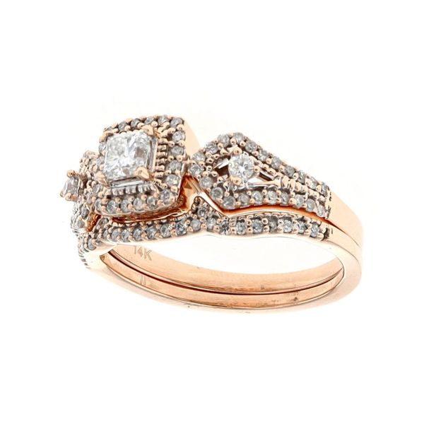 14KT Rose Gold 0.64ctw Diamond Estate Engagement Ring & Matching Band Image 2 Harmony Jewellers Grimsby, ON