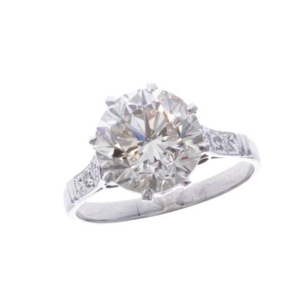 Platinum 4.33ctw Diamond Solitaire Estate Engagement Ring Harmony Jewellers Grimsby, ON