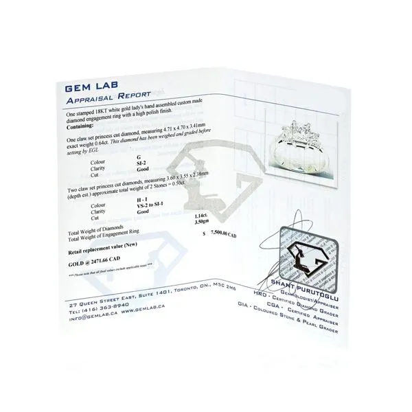 18KT White Gold 1.14ctw Diamond Estate Engagement Ring Image 2 Harmony Jewellers Grimsby, ON
