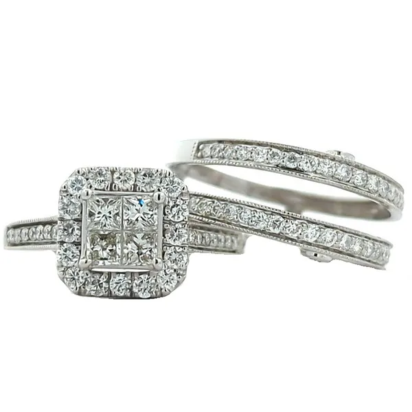 14KT White Gold 1.56ctw Diamond Estate Engagement Ring and Matching Jacket Band Image 3 Harmony Jewellers Grimsby, ON