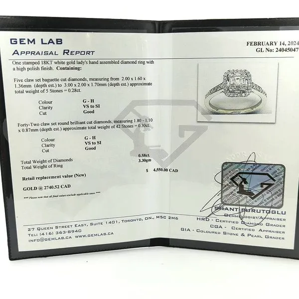 18KT White Gold 0.58ctw Diamond Estate Ring Image 4 Harmony Jewellers Grimsby, ON