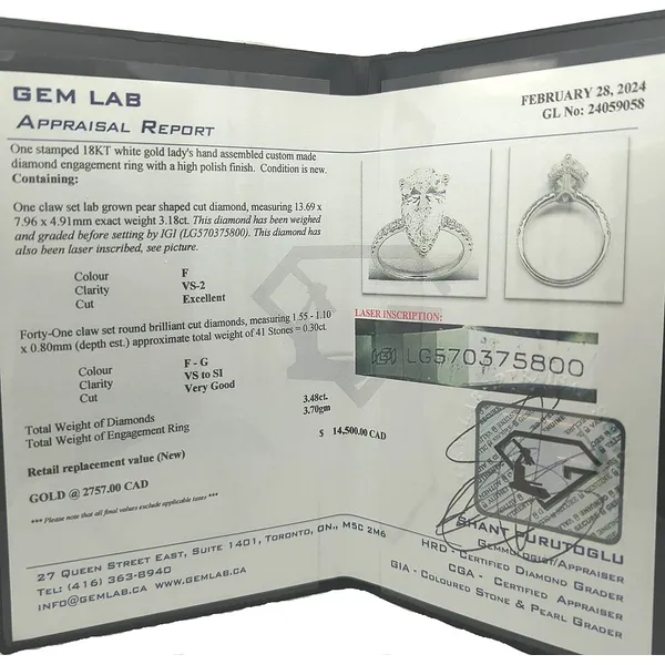 18KT White Gold 3.48ctw Lab Grown Diamond Engagement Ring Image 4 Harmony Jewellers Grimsby, ON