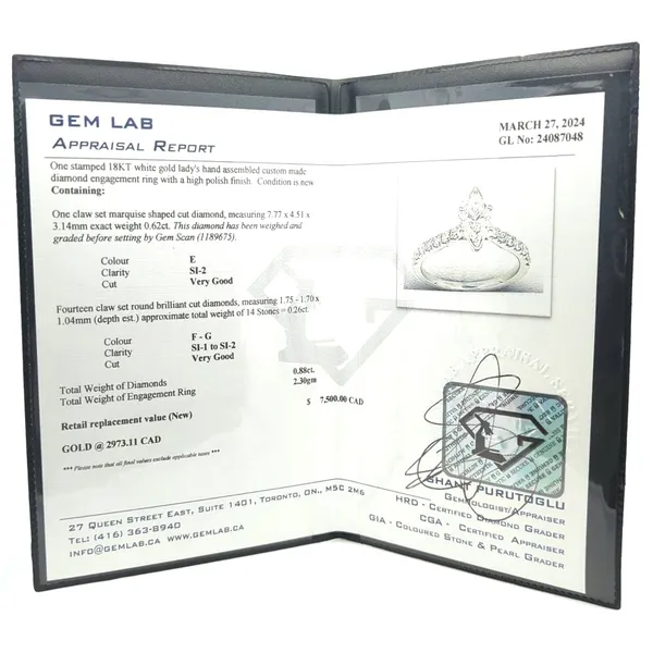 18KT White Gold 0.88ctw Diamond Estate Engagement Ring Image 4 Harmony Jewellers Grimsby, ON