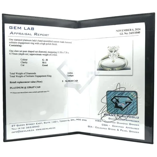 Platinum 2.42ctw Diamond Estate Engagement Ring Image 4 Harmony Jewellers Grimsby, ON