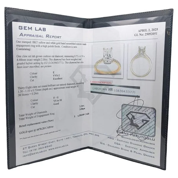 18KT Yellow and White Gold 2.24ctw Lab Grown Diamond Engagement Ring Image 3 Harmony Jewellers Grimsby, ON